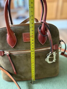 Dooney & Bourke Olive Suede Satchel with Brown Leather Trim NWT
